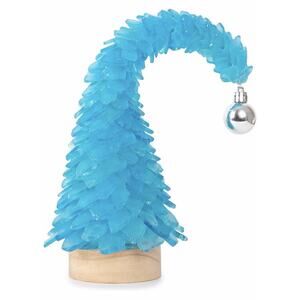 Crooked Sea Glass Christmas Tree with LED Lights - Handcrafted 10in, Blue